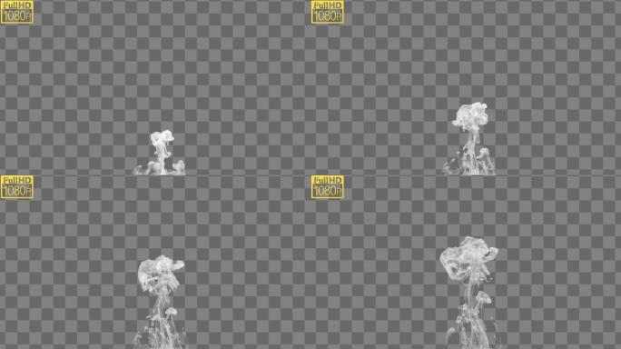 白色烟雾上升慢动作-alpha通道