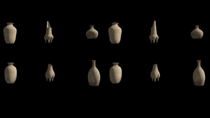 古代土罐酒坛青铜器文物三维视频素材