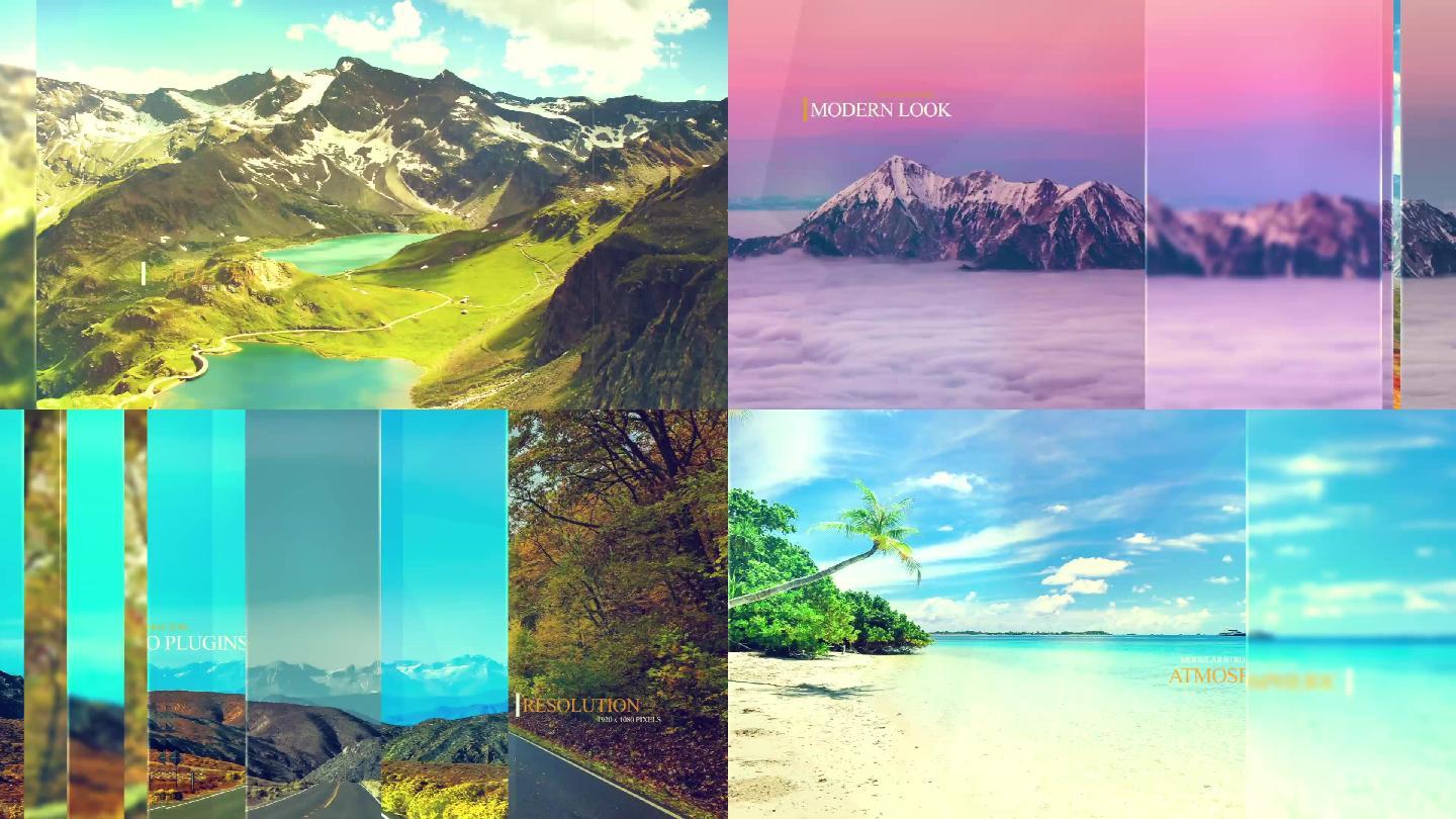 玻璃质感分割转场电子相册