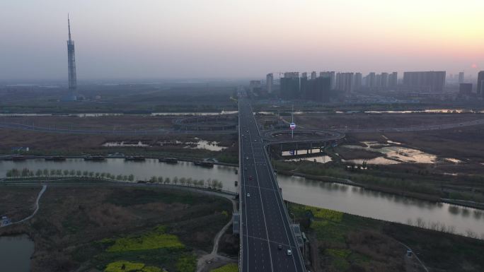 4K-原素材-淮安道路航拍