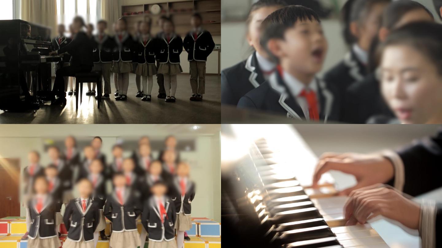 老师学生弹钢琴唱歌