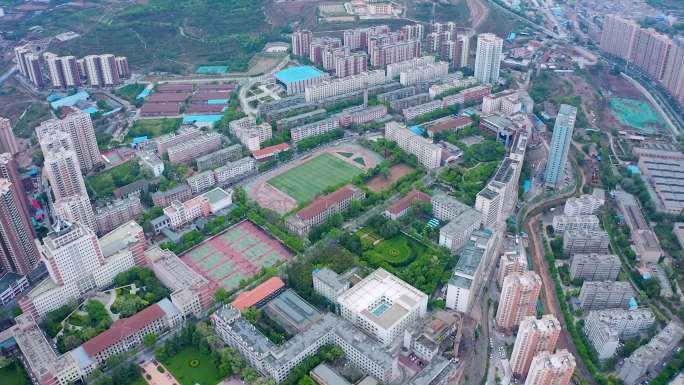 航拍兰州理工大学兰工坪校区覆盖拍摄