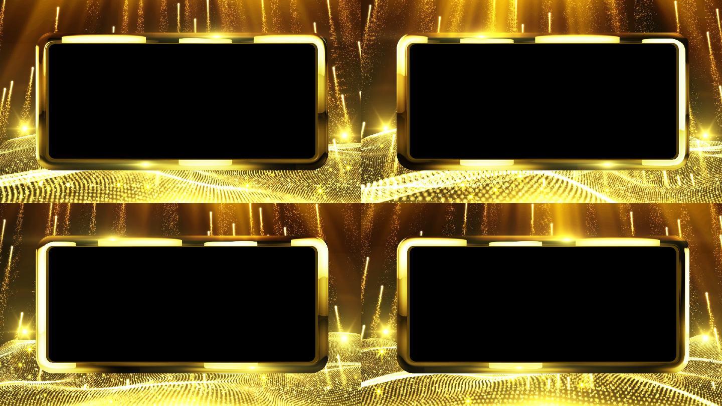 黄金透明视频装饰边框循环素材