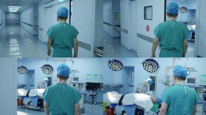 4K医生进手术室背影