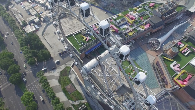 摩天轮超清4K蓝天航拍