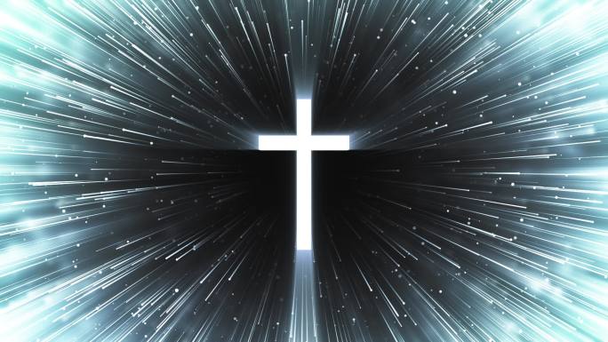 圣洁十字架光线粒子循环视频
