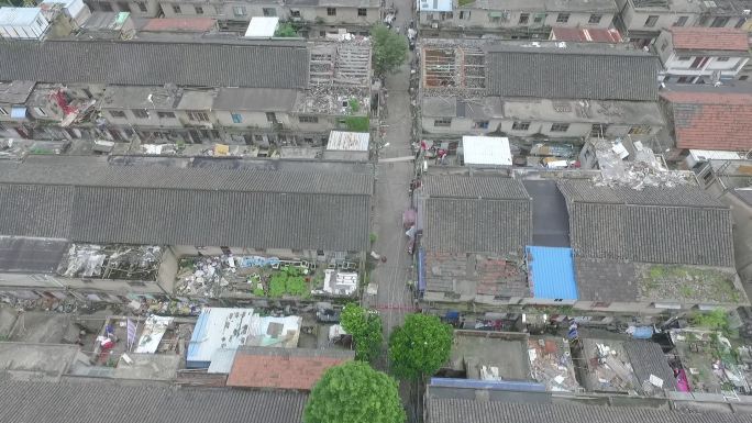 中国旧城区航拍上海拆迁