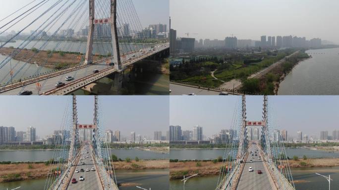 咸阳航拍实拍渭城桥大气
