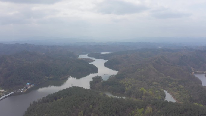 4K航拍陕西汉中城固南沙湖风景区