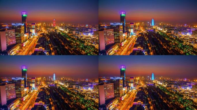 济南俯瞰全城市夜景延时摄影