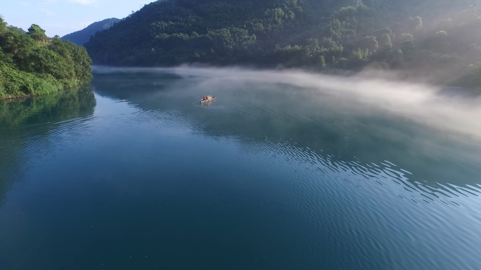 东江风光绿水青山游艇白鹭航拍梦里水乡