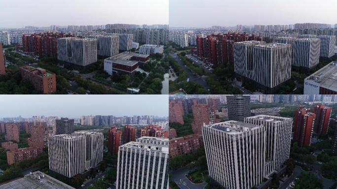南京市建邺区城市街景高空大楼航拍
