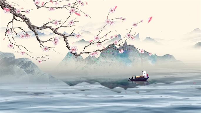 诗歌朗诵中国风山水花卉意境背景视频