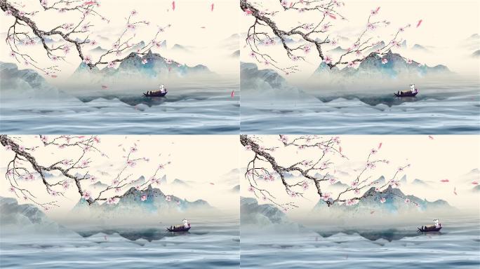 诗歌朗诵中国风山水花卉意境背景视频