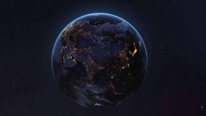 地球旋转夜景视频（无限循环）