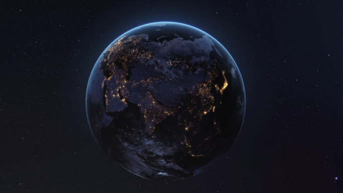 地球旋转夜景视频（无限循环）