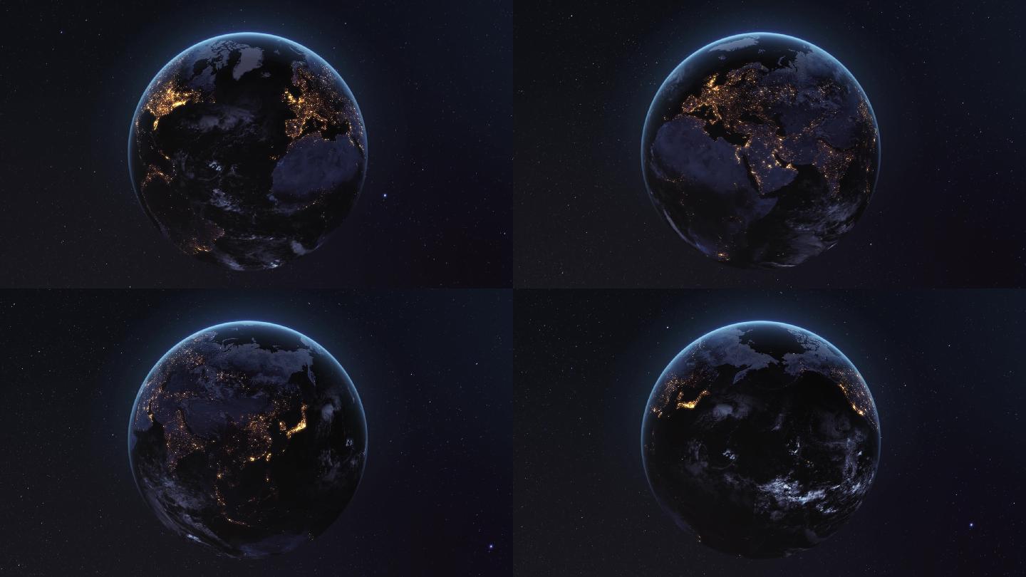 地球旋转夜景视频（无限循环）