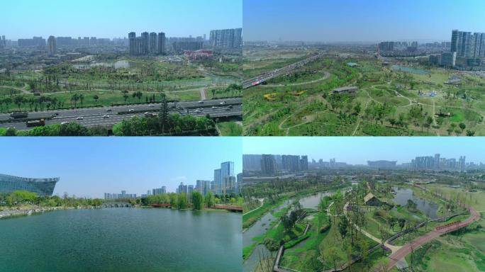 4K城市公园成都天府绿道锦城公园桂溪公园