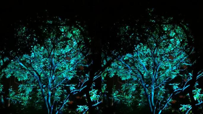 水纹灯照树