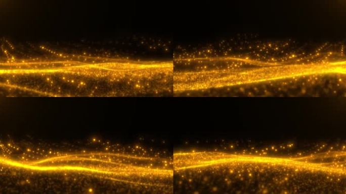 3411（宽屏）金色粒子波浪流动背景