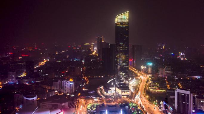 沈阳市政府恒隆广场夜景延时摄影