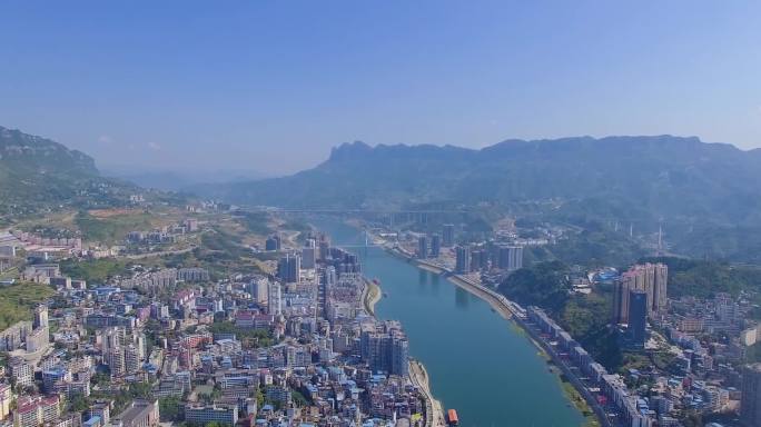 贵州思南县城乌江河中下游铜仁地区航拍