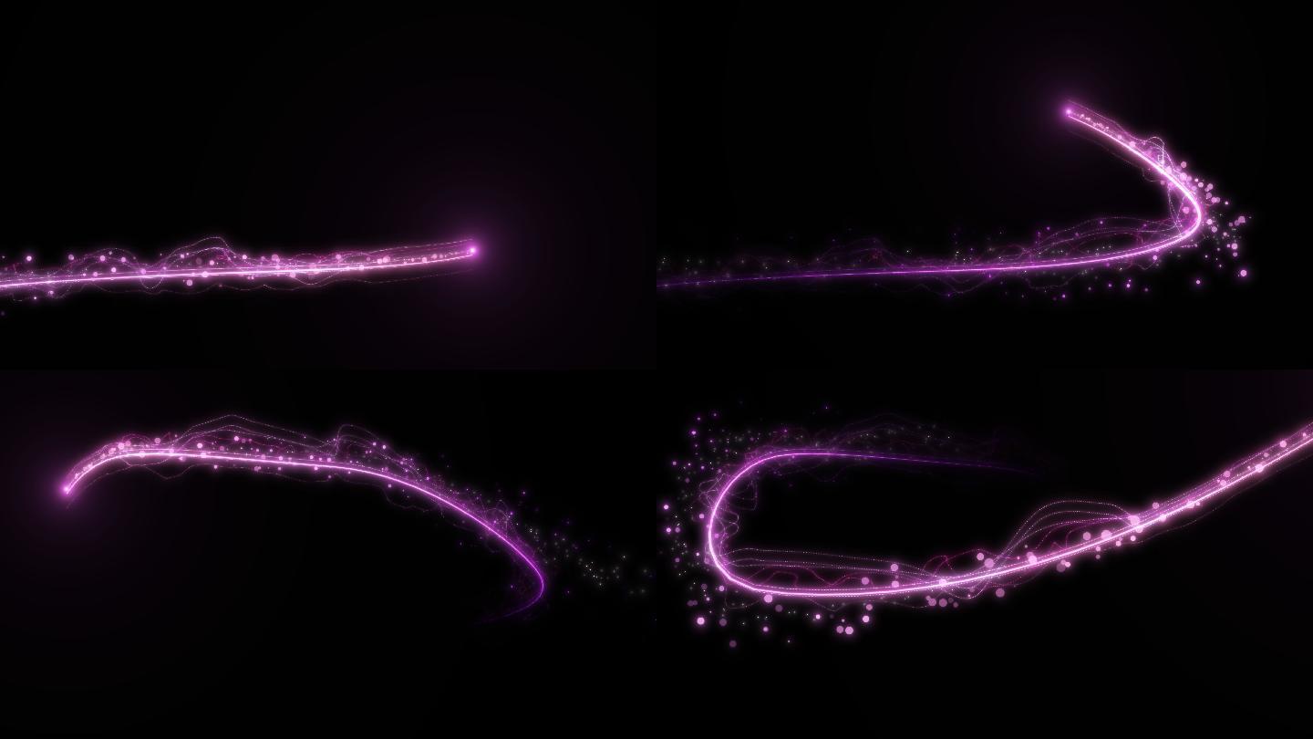 4K紫色浪漫粒子光线扫光拖尾（透明通道）