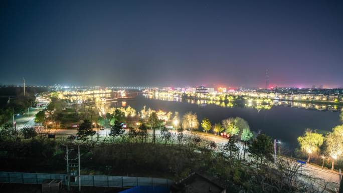 延时俯瞰环湖夜景4K