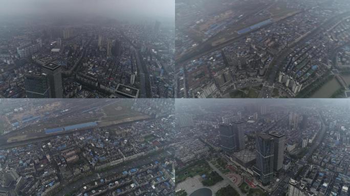 萍乡市超大航拍云雾之上俯瞰城市