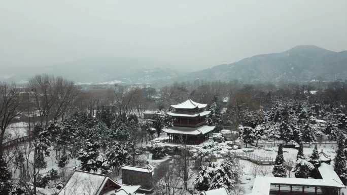 航拍太原国宝级建筑晋祠博物馆