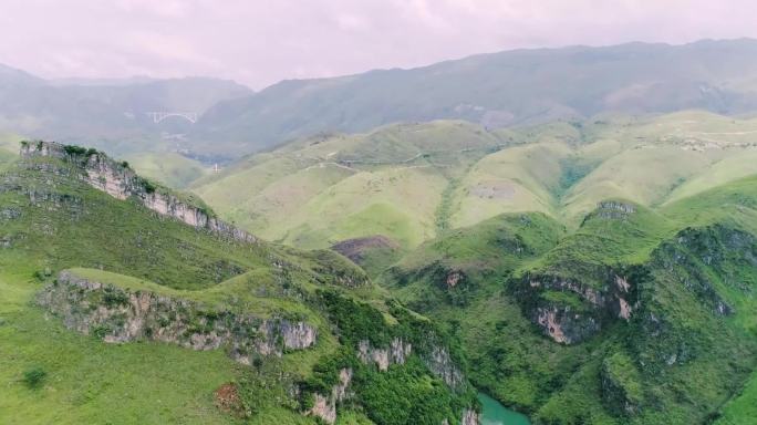 贵州山川河流云贵高原之上风景风光航拍