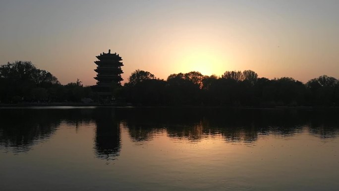 大明湖超然楼落日夕阳