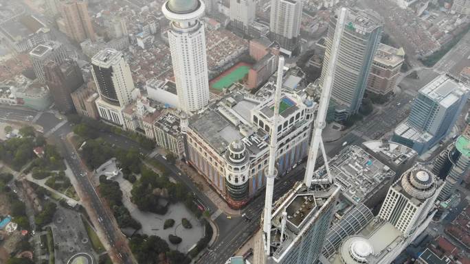 2020年上海人民广场南京路航拍素材