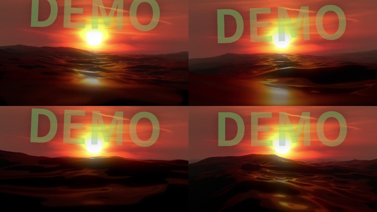 红色夕阳海洋循环