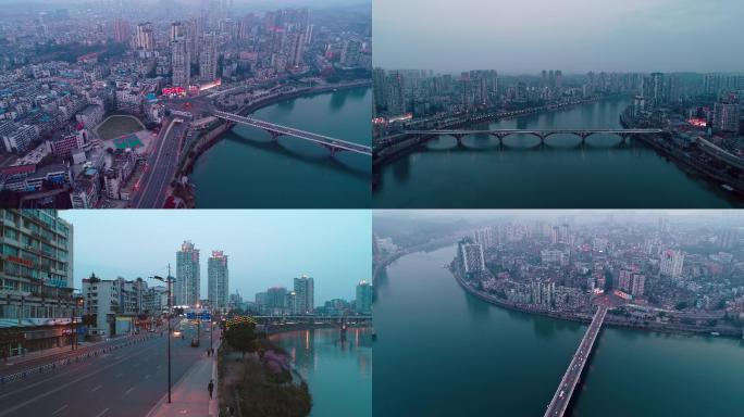 内江航拍西林大桥、城市