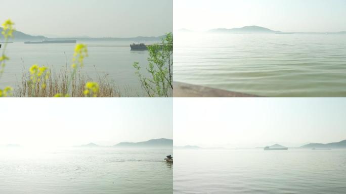 【4k】长江雾气清晨水面雾气渔船