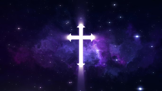 紫色浩瀚星空圣光十字架