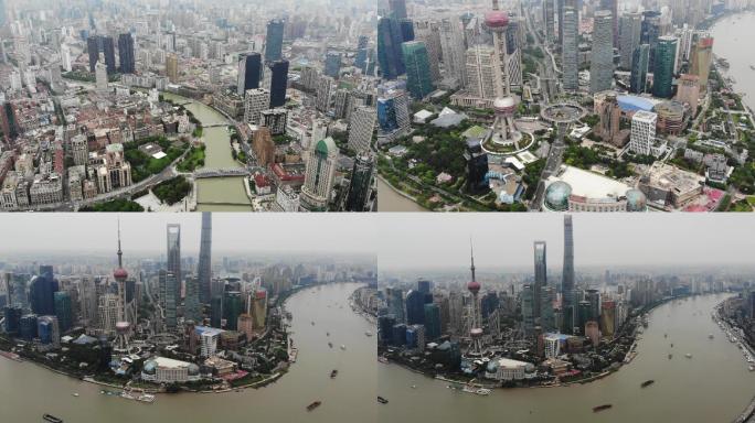 2020年上海陆家嘴苏州河航拍素材