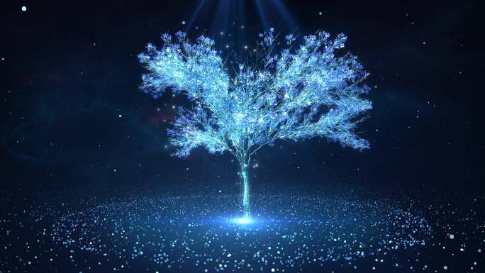 4k唯美大气蓝色水晶树视频