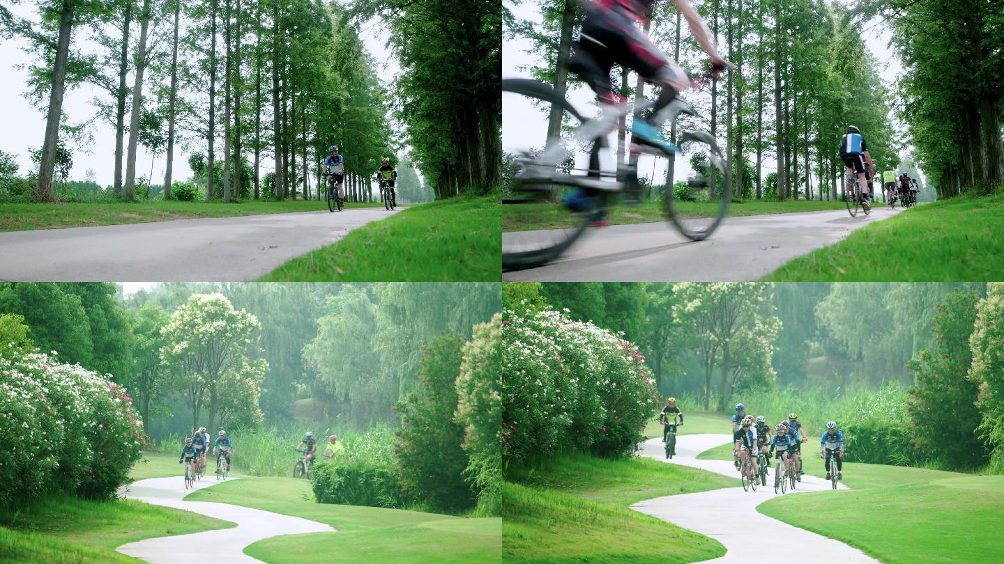 【4K】实拍高尔夫绿色自行车比赛