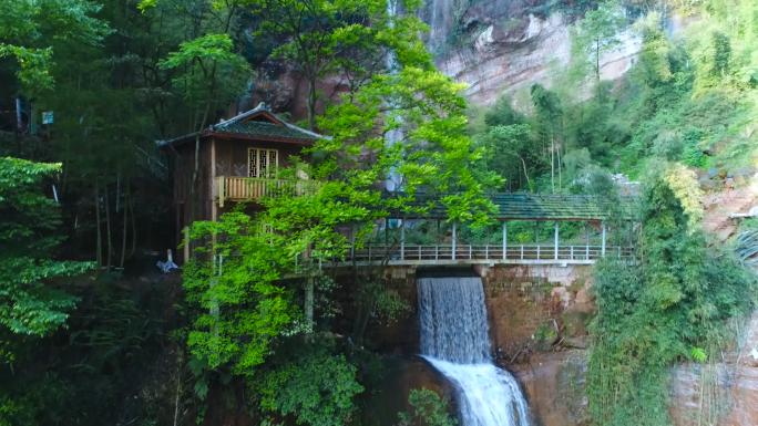 贵州风景区戈千涯瀑布山水航拍