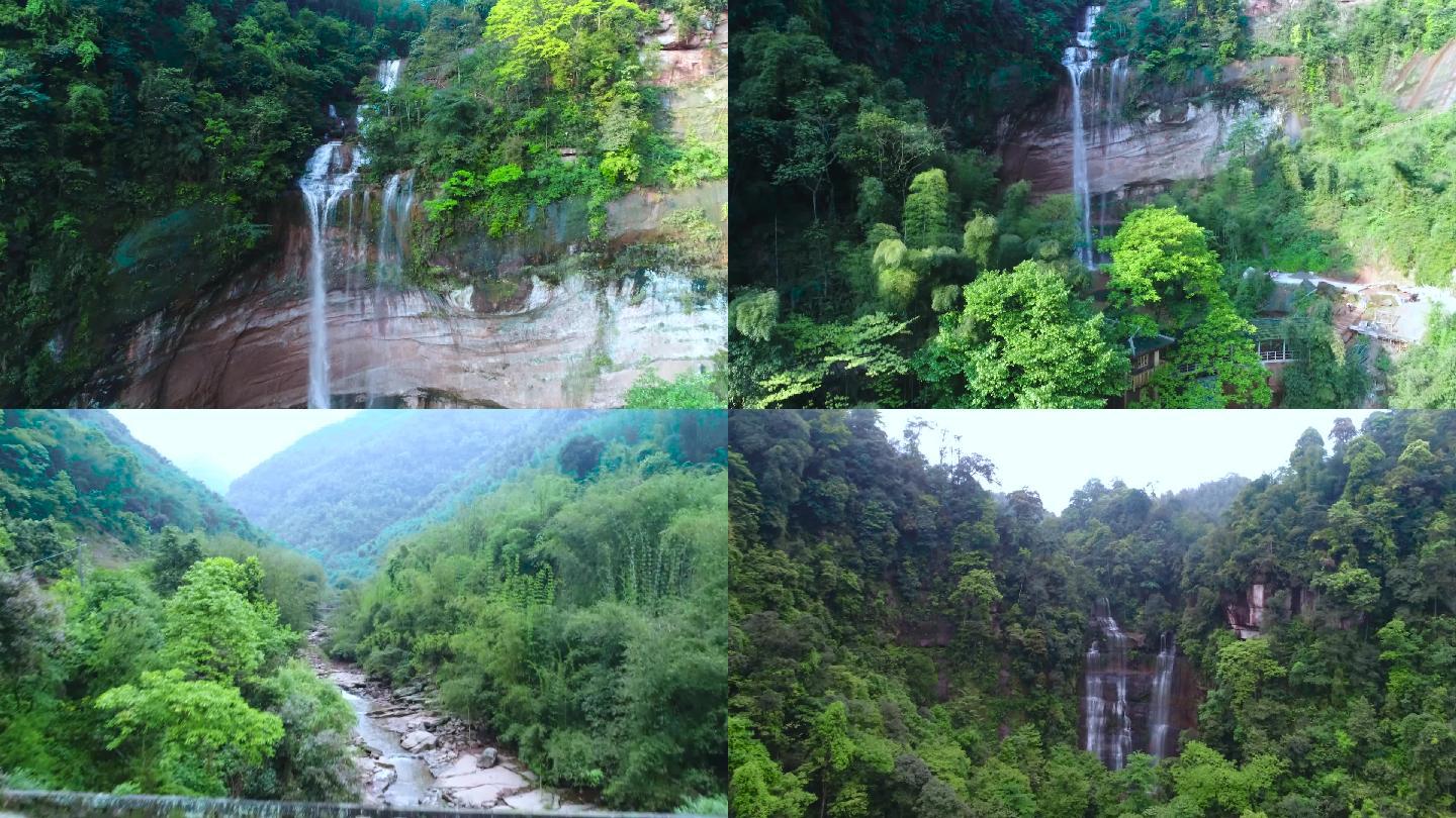 贵州风景区戈千涯瀑布山水航拍