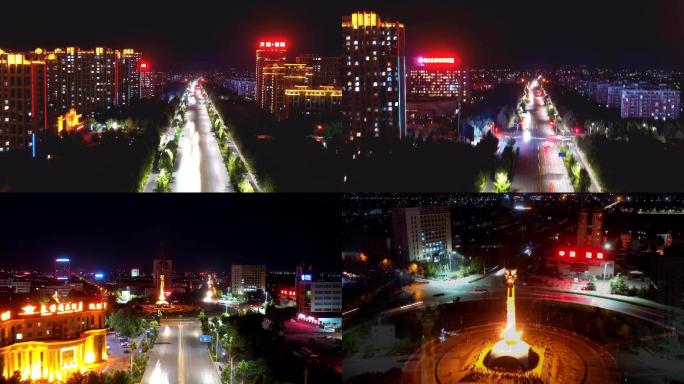 山东淄博桓台城区街道夜景延时摄影