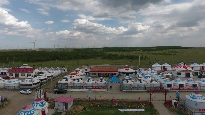 呼和浩特风景航拍蒙古包视频素材
