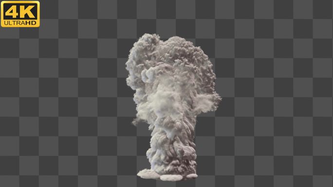 4K-爆炸白色蘑菇云冲天049-透明通道