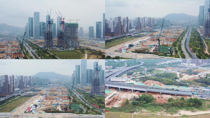 深圳前海建设中的工地4K航拍