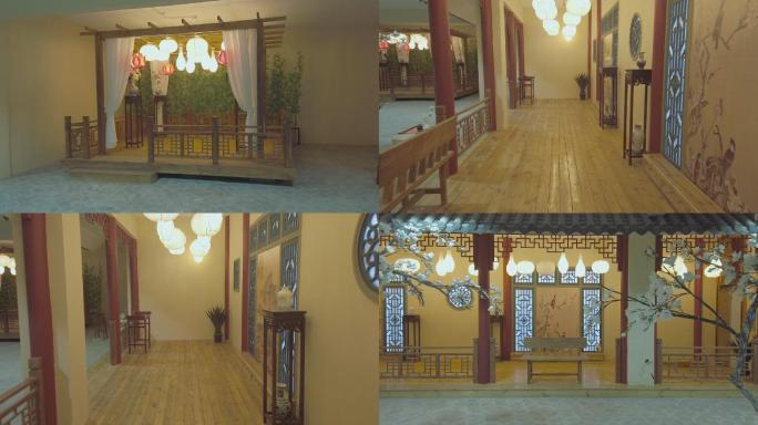 中式走廊凉亭摄影基地灯笼