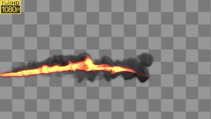 尾部喷出的火焰烟雾054-透明通道