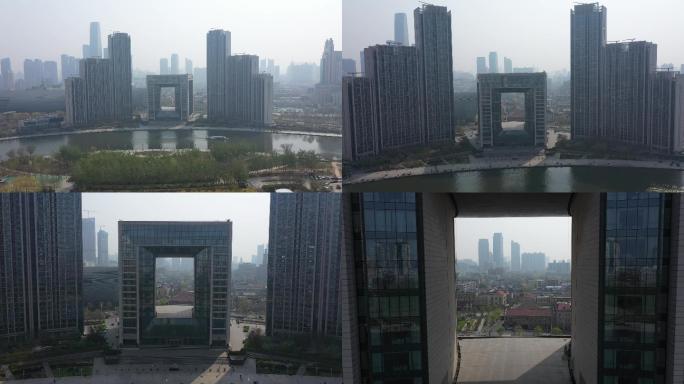 4K-原素材-天津津门公寓航拍
