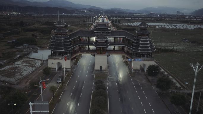贵州榕江中国牛瘪城风雨桥4K航拍视频